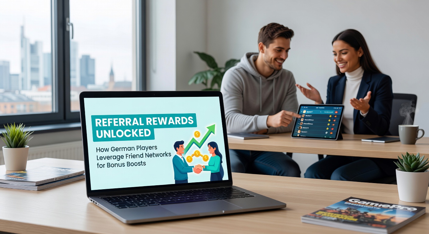 Netzwerkdiagramm zeigt, wie Referral-Links Bonuszuwächse in deutschen Casino-Communities erzeugen