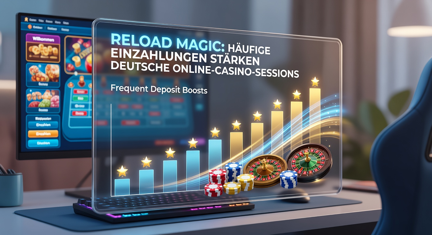 Bunte Grafik mit Münzen und Boost-Pfeilen, die eine Einzahlung in einem Online-Casino symbolisieren
