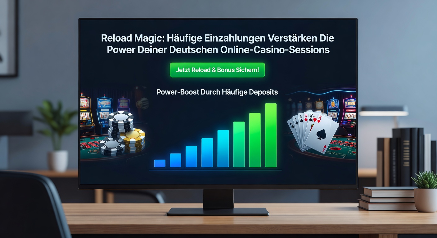 Screenshot eines Casino-Dashboards mit aktiviertem Reload-Bonus und rotierenden Slots
